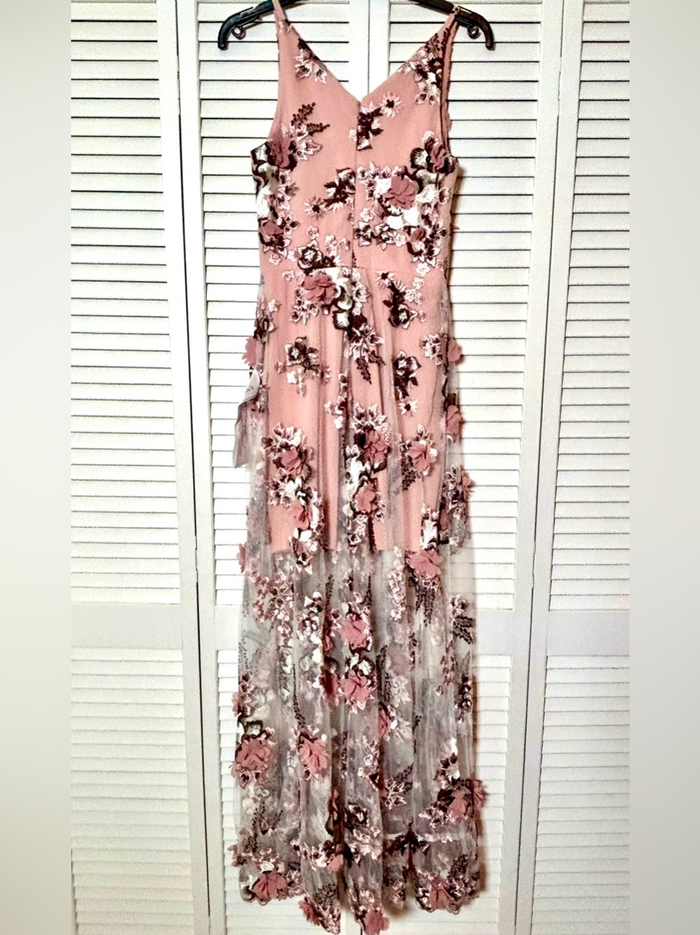 NWT Dress The Population Anthropologie Sidney Embroidered 3D Floral Gown Small - Picture 7 of 8